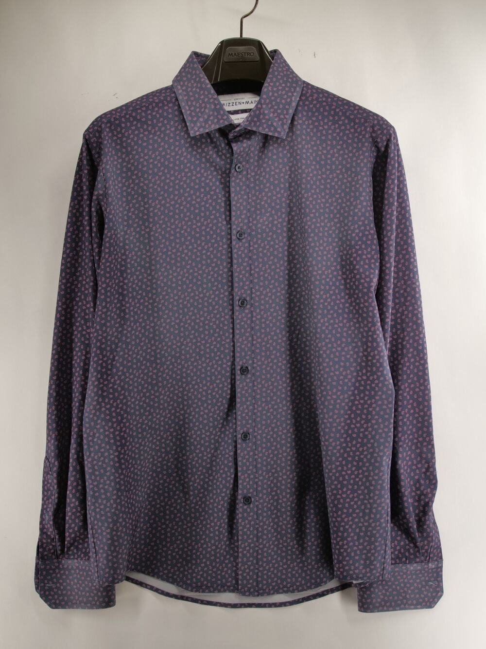 Mizzen+Main Men's L Blue Paisley Leeward Trim Fit Performance Button Up Shirt